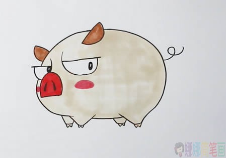 可爱的小猪儿童简笔画教程-1