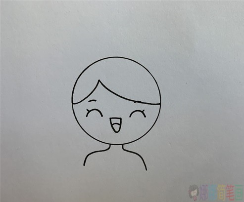 英语老师小朋友简笔画画法-4