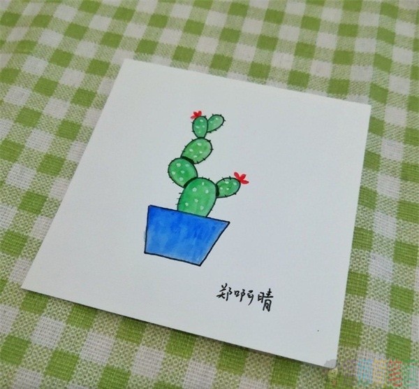 仙人掌简笔画画法步骤-1