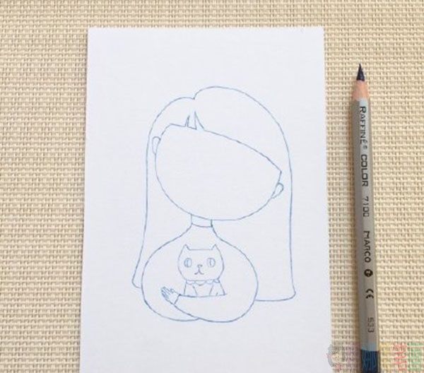 可爱的女孩子简笔画画法步骤-4