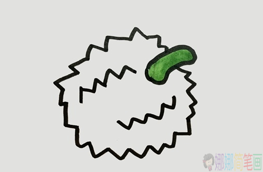 简单的榴莲简笔画,榴莲儿童画-4