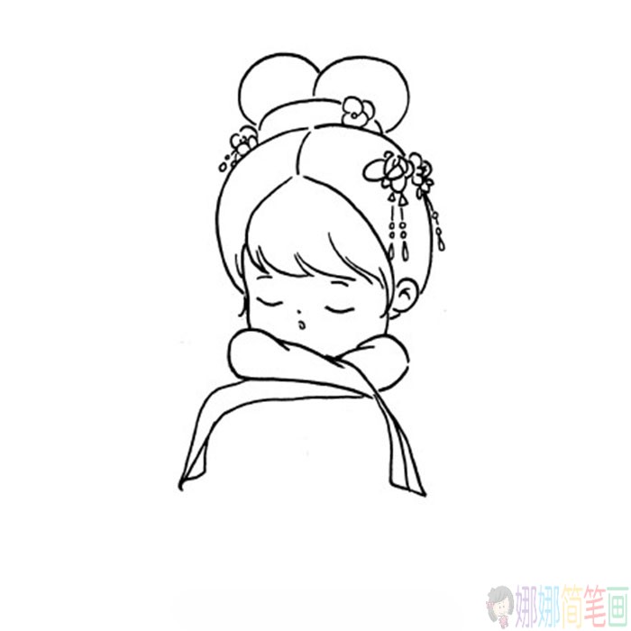 可爱的古风少女简笔画-4