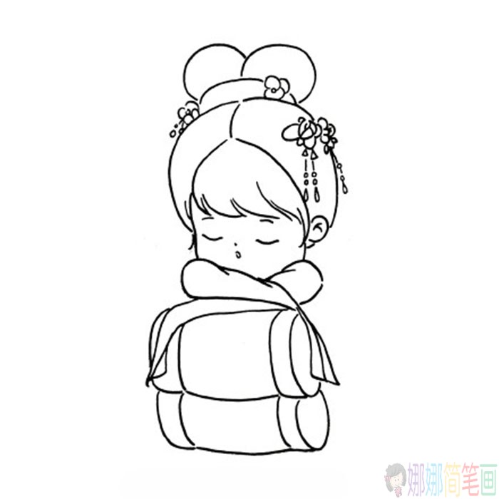 可爱的古风少女简笔画-5