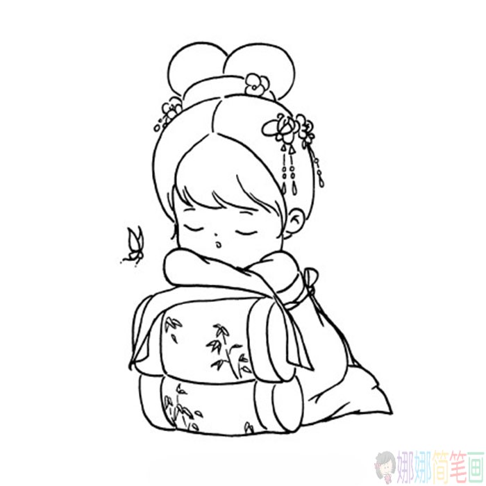 可爱的古风少女简笔画-6
