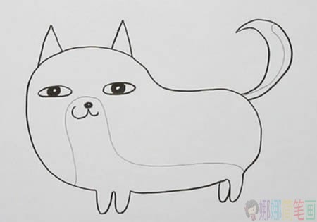 柴犬简笔画,秋田犬简笔画画法-3