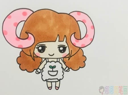 白羊座女生简笔画画法-1