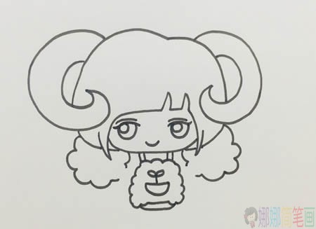 白羊座女生简笔画画法-3