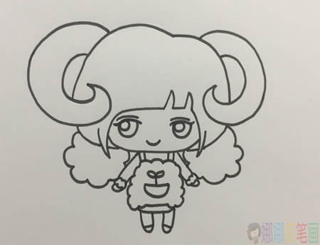 白羊座女生简笔画画法-4