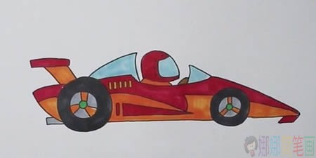 帅气的赛车简笔画,赛车儿童画法-1
