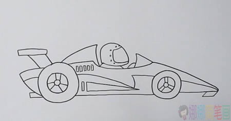 帅气的赛车简笔画,赛车儿童画法-4