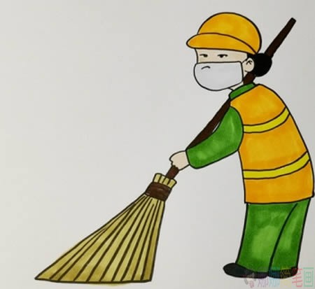 环卫工人简笔画,环卫工人儿童画法步骤-1