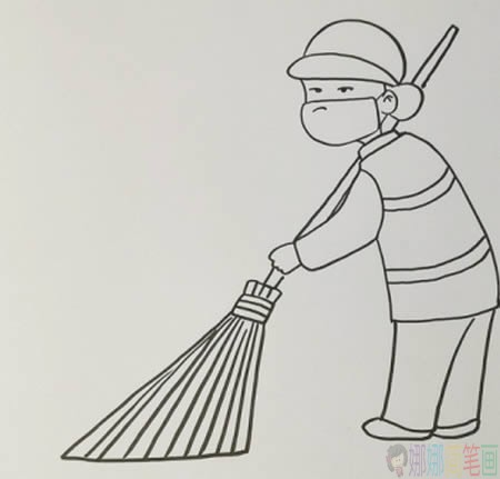 环卫工人简笔画,环卫工人儿童画法步骤-4