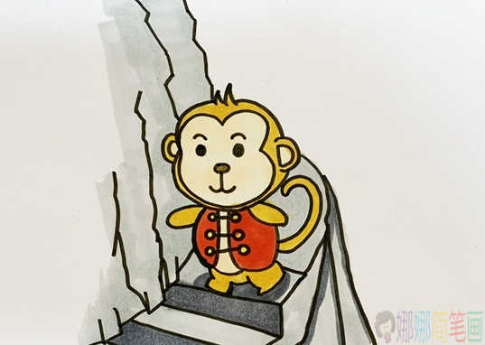 小猴子下山简笔画,简单好画的小猴子简笔画-1