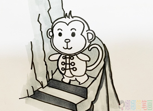小猴子下山简笔画,简单好画的小猴子简笔画-6
