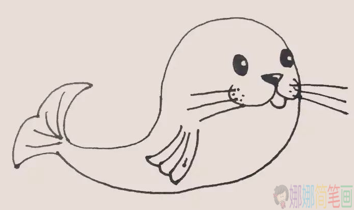 海豹简笔画,海豹儿童画画法-7
