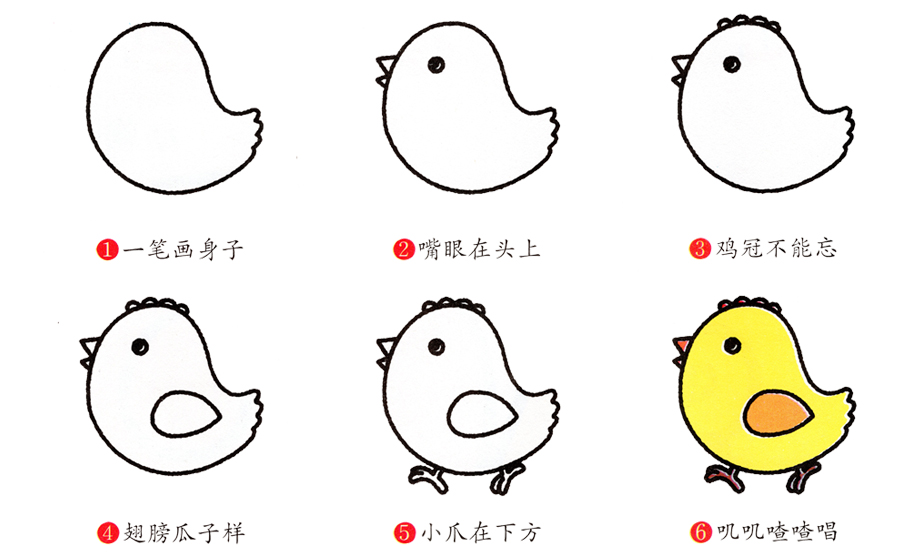 小鸡的简笔画绘画具体步骤-1