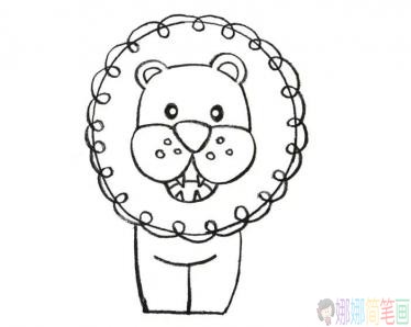 简单可爱的彩色狮子简笔画的画法-6
