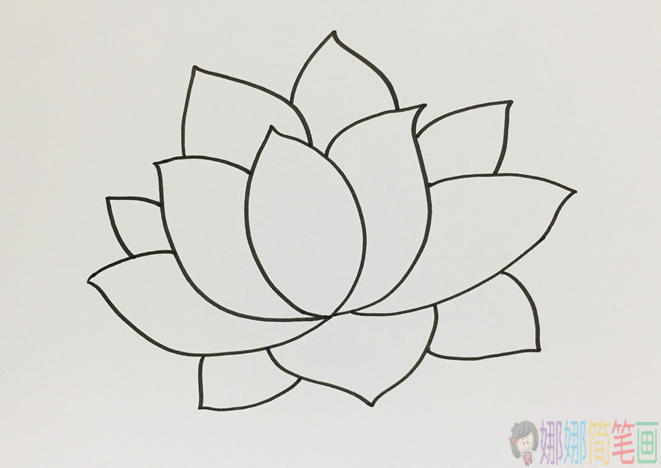 好看的荷花简笔画步骤,简笔画图片-2