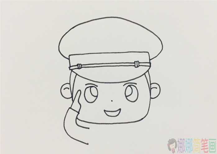 敬礼的警察叔叔简笔画-3