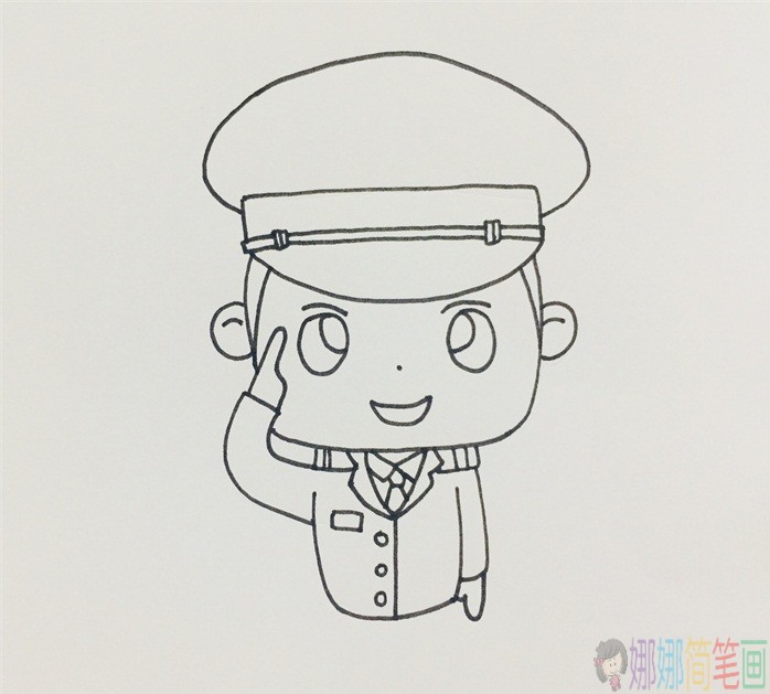 敬礼的警察叔叔简笔画-4