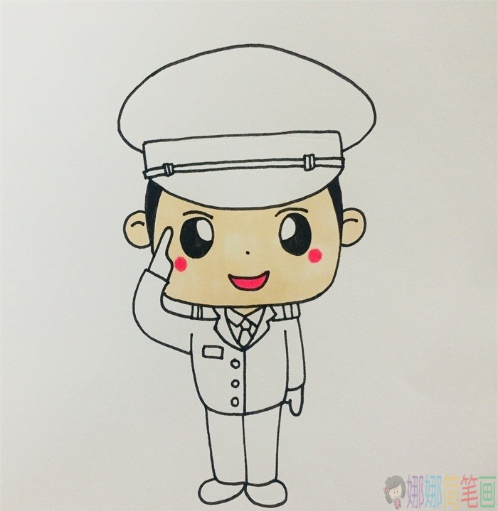 敬礼的警察叔叔简笔画-6