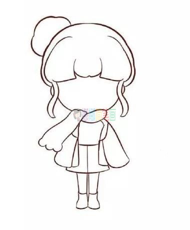戴围巾的女孩简笔画,冬天的女孩简笔画-4