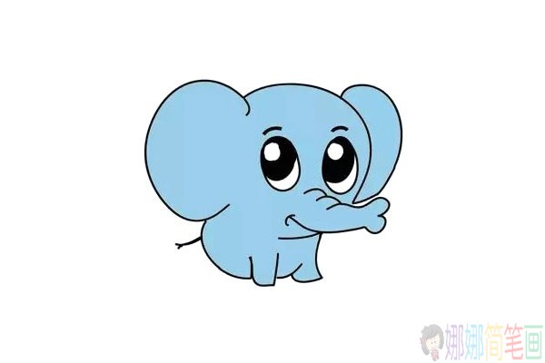 可爱的小象儿童简笔画法-7