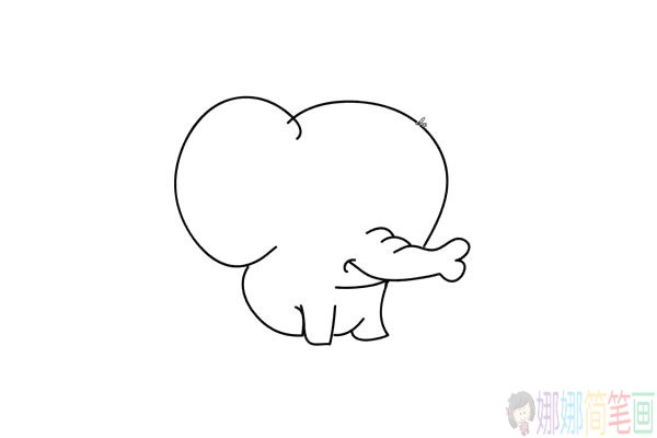 可爱的小象儿童简笔画法-4