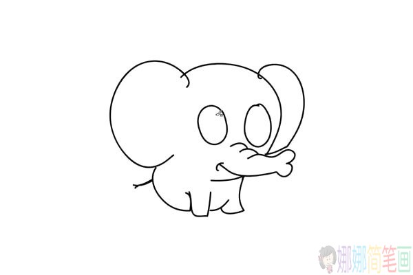 可爱的小象儿童简笔画法-5