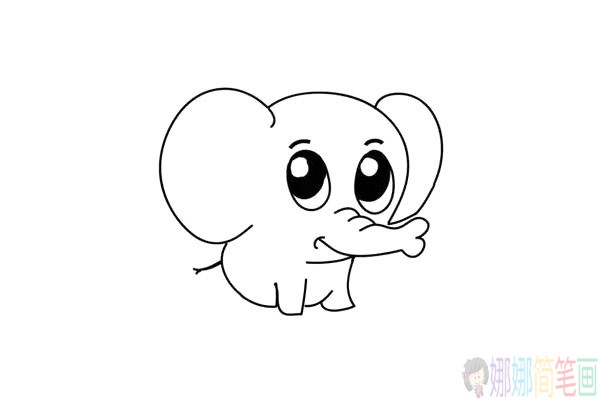 可爱的小象儿童简笔画法-6