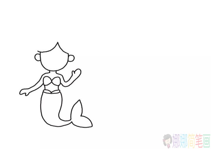 美人鱼公主和国王简笔画画法-3