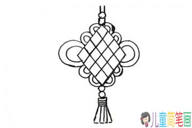 喜庆的中国结简笔画画法步骤-5