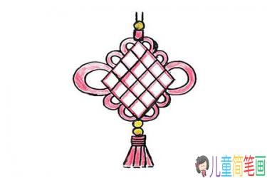 喜庆的中国结简笔画画法步骤-6