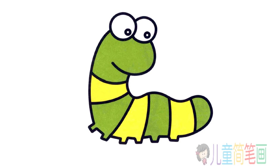绿色的毛毛虫简笔画画法-2