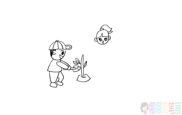 小朋友植树种树怎么画-8