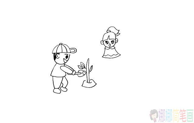 小朋友植树种树怎么画-9