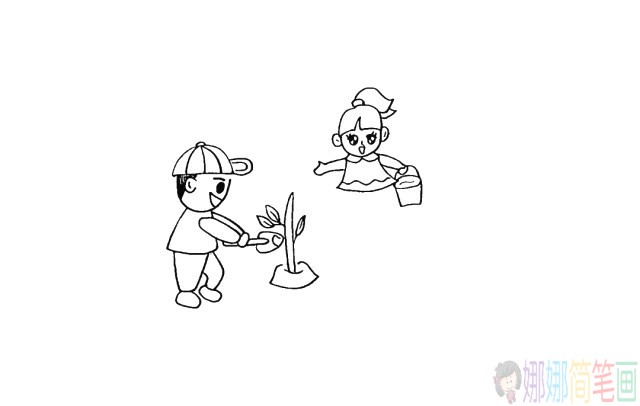 小朋友植树种树怎么画-10