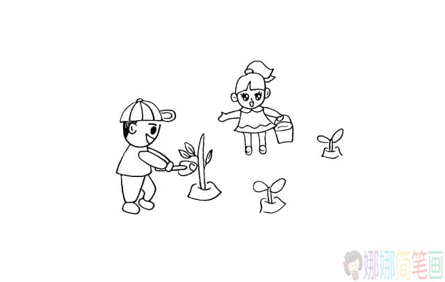 小朋友植树种树怎么画-12