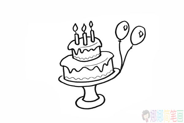 生日蛋糕怎么画,生日蛋糕儿童简笔画-10