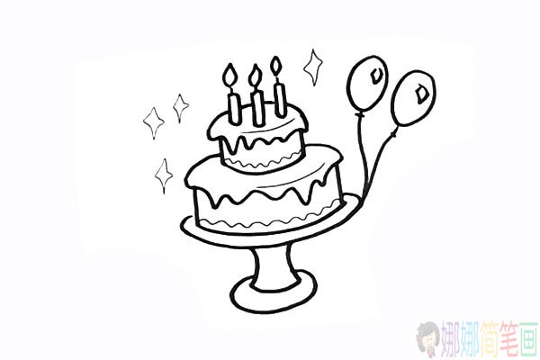 生日蛋糕怎么画,生日蛋糕儿童简笔画-11