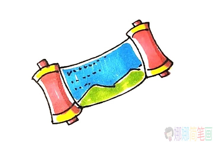 卷轴怎么画,卷轴简笔画法-7
