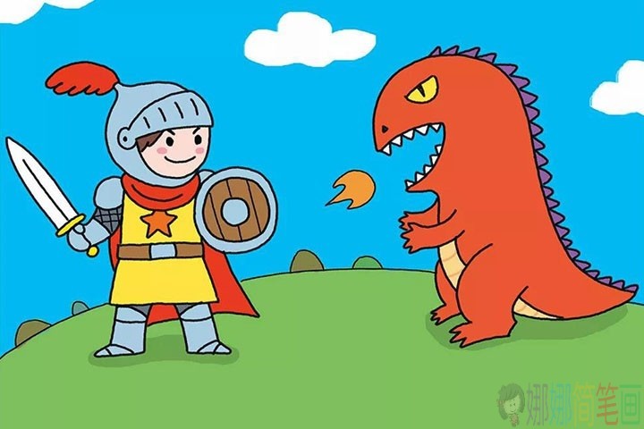 英雄打怪兽怎么画-8