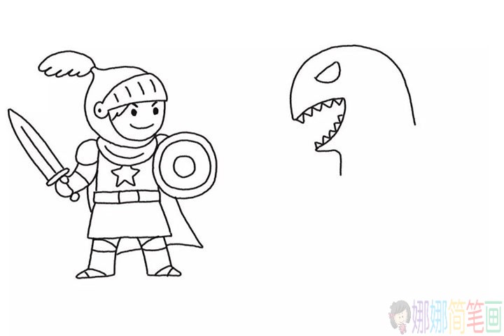 英雄打怪兽怎么画-5