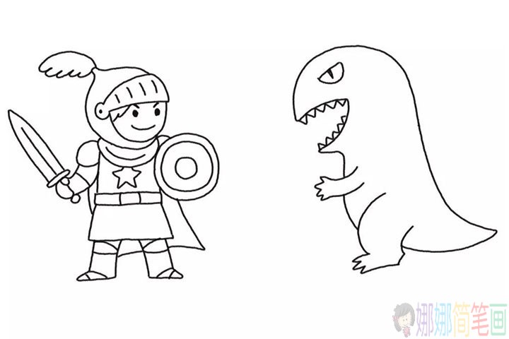 英雄打怪兽怎么画-6