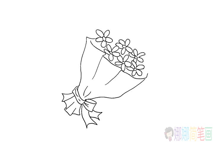 一束漂亮的花简笔画法教程-5