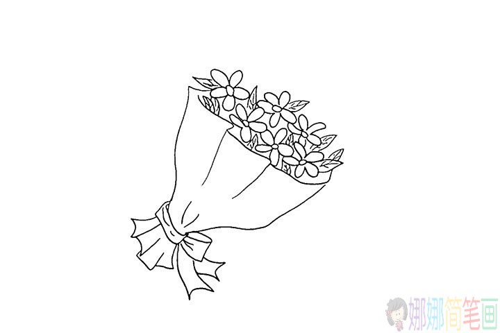 一束漂亮的花简笔画法教程-6