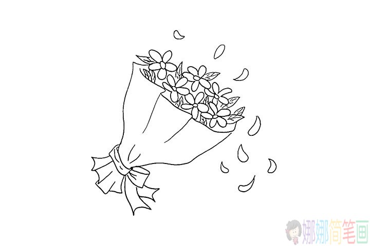 一束漂亮的花简笔画法教程-7