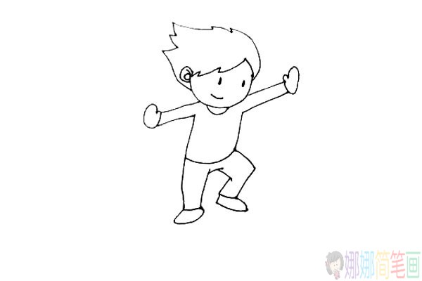 玩滑板的小男孩简笔画教程-7