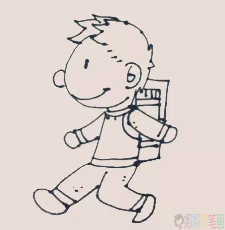 上学的小男孩简笔画-7