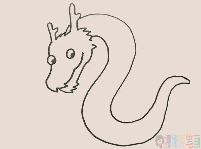 中国龙的画法,中国龙儿童简笔画-4